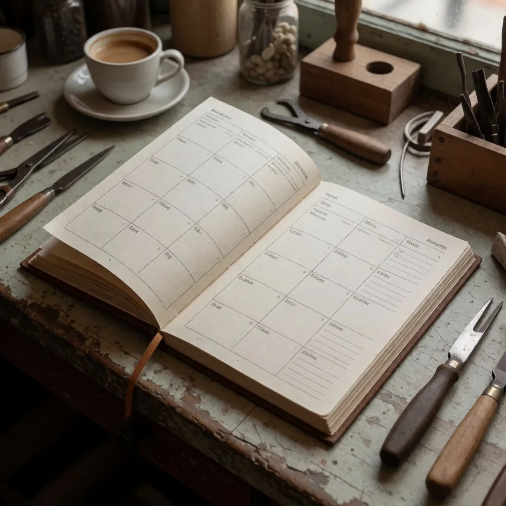 Cuaderno de gestión de caja sobre escritorio